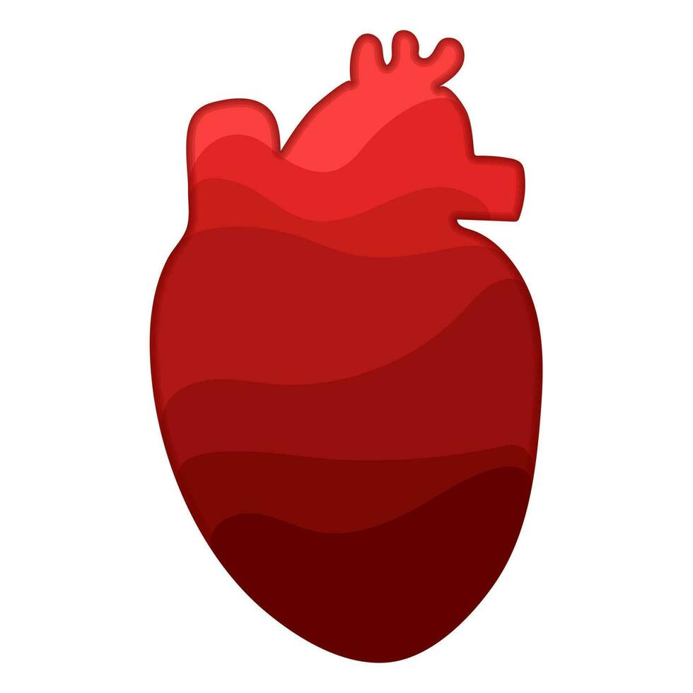 de contour van de menselijk hart is gemaakt van lagen en tinten van rood. van donker naar licht, vulling de hart met bloed. een element Aan een wit achtergrond. de concept van de hemofilie dag symbool van helpen vector