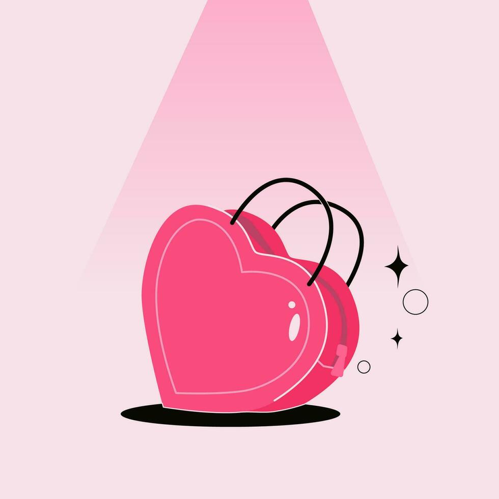 vrouw mode accessoires item. roze tas. glamoureus roze meisje tas. luxe hart tas. vector