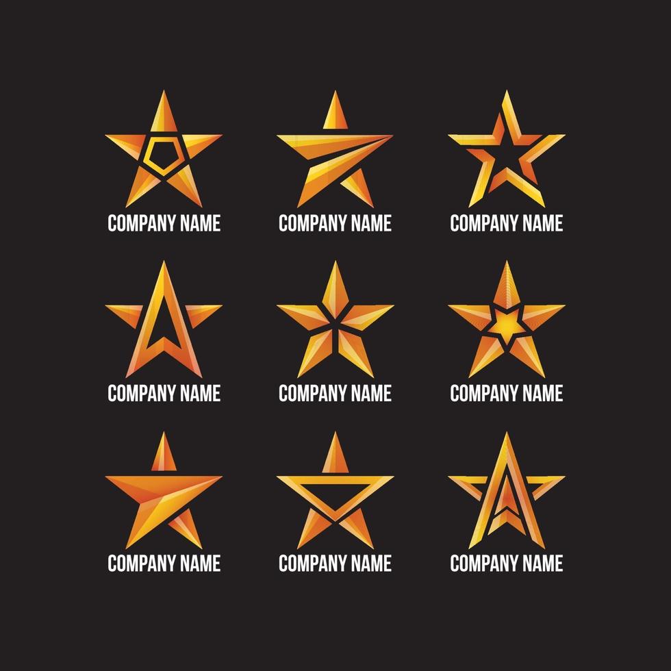 verschillende coole gouden stervormige logo's vector