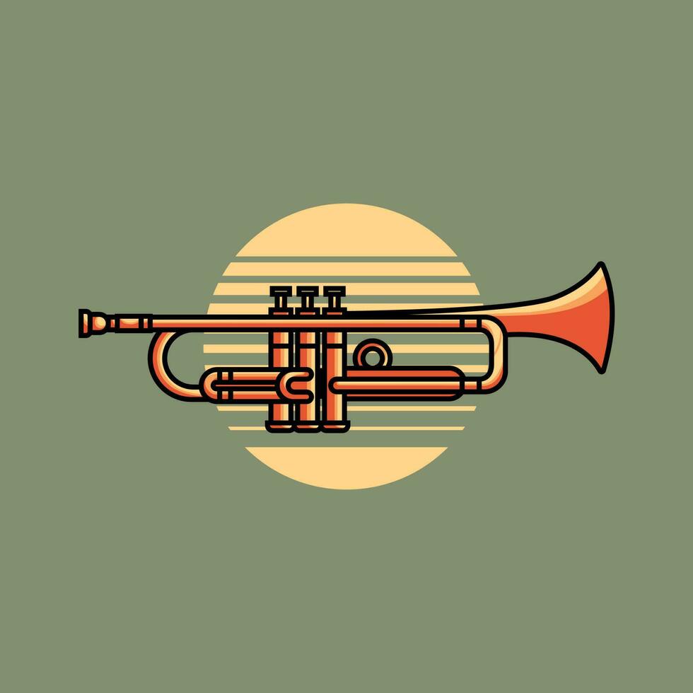 jazz- muziek- trompet instrument minimalistische stijl vector