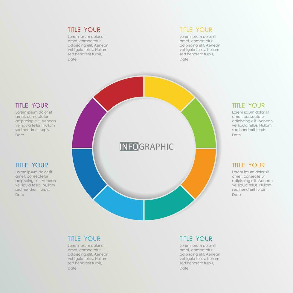 infographic mindmap diagram element sjabloon met cirkel en vlak tekst stijl. kleurrijk kan worden gebruikt voor presentatie dia's. vector