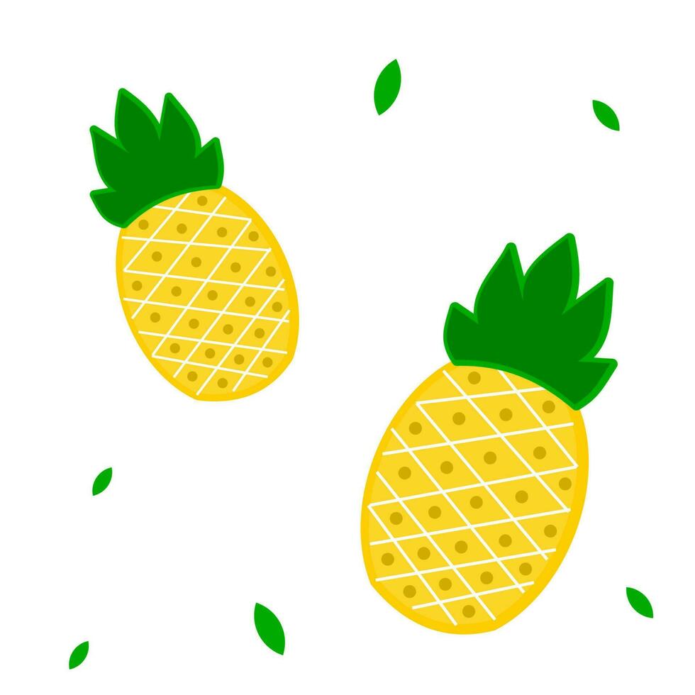 vlak en schattig ananas illustratie vector