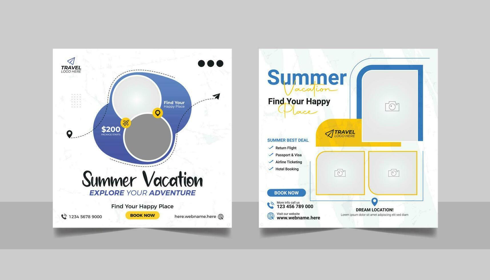 zomer vakantie op reis aanbod sociaal media post banier reizen toerisme plein folder sjabloon vector