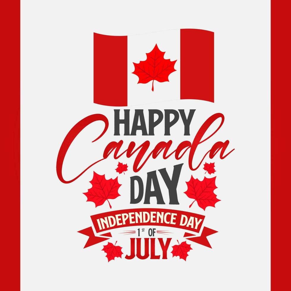 gelukkig Canada dag groet kaart achtergrond - rood gelukkig Canada dag typografie ontwerp, Canada esdoorn- blad, juli 1e groet kaart vector illustratie