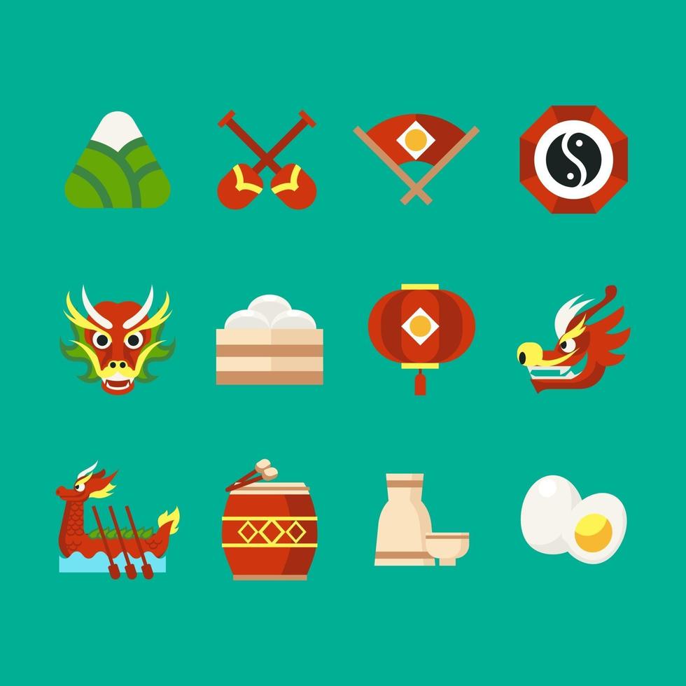 Dragon Boat Festival pictogrammen vector