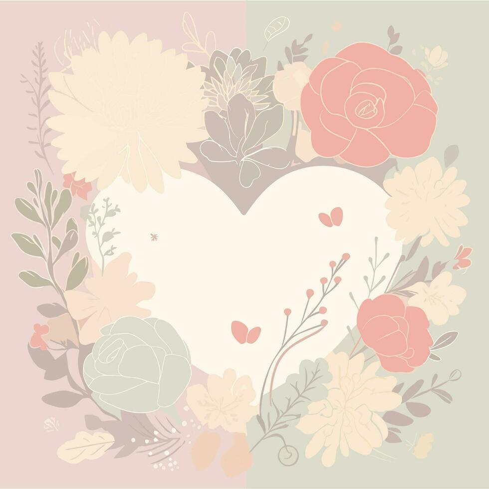 vector illustratie kaart voor moeder dag, pastel kleuren, bloemen achtergrond. Daar is ruimte naar schrijven hartelijk groeten.