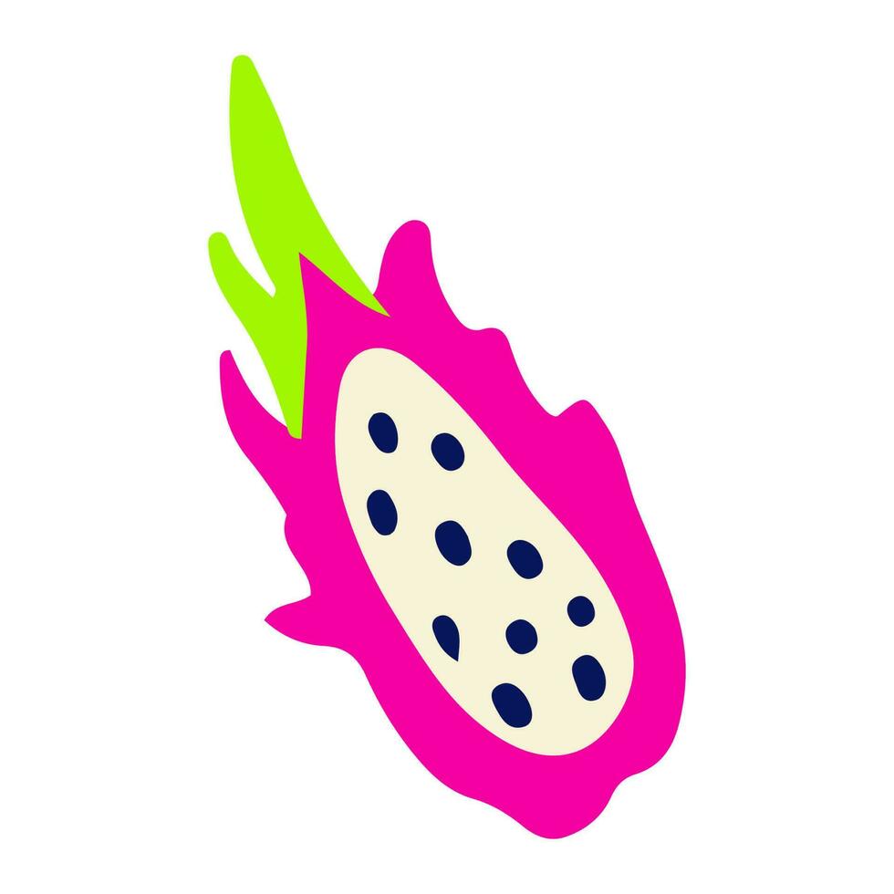 voor de helft van pitaya of draak fruit illustratie in tekening stijl. hand getekend single keerkring fruit. vector