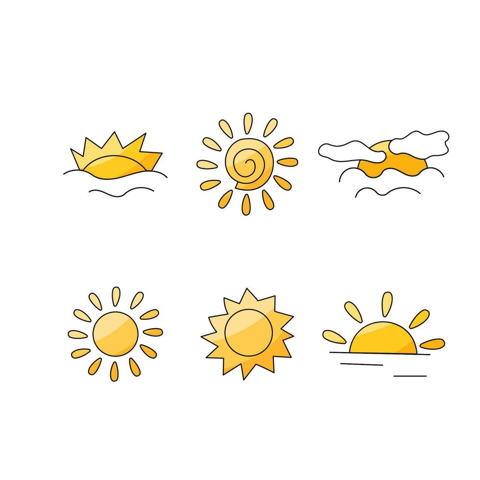 zon weer warmte wolken zee horizon. vector illustratie