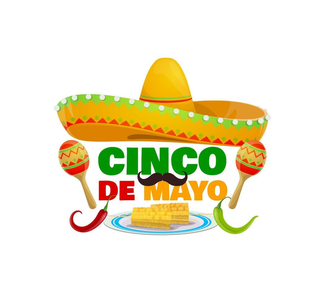 cinco de mayo vakantie icoon met hoed en maracas vector