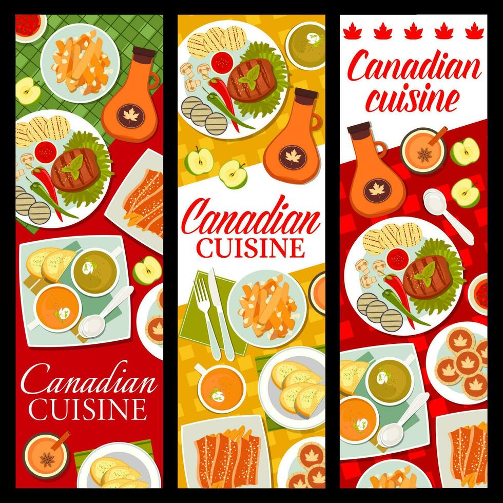 Canadees keuken maaltijden en gerechten vector banners