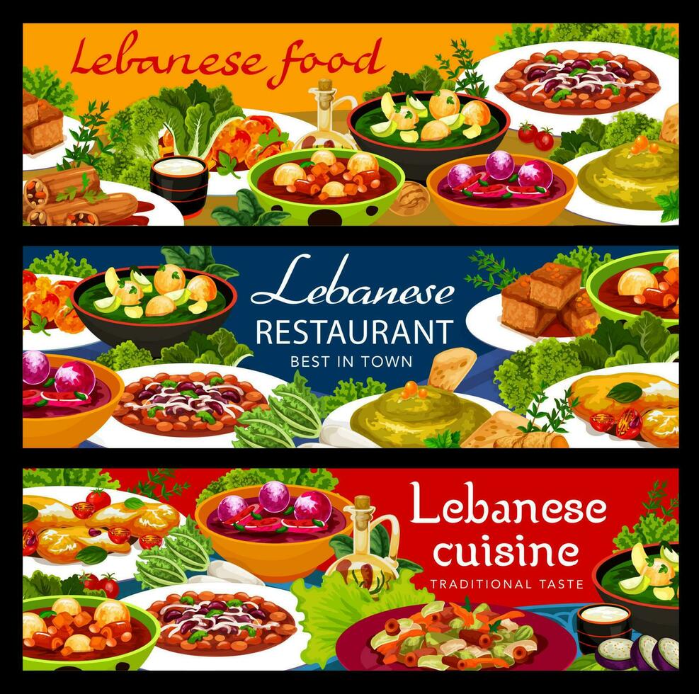 Libanees keuken restaurant voedsel vector banners