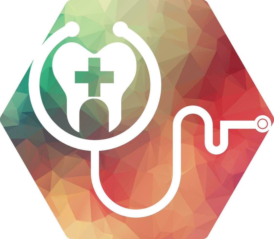 tandheelkundig stethoscoop logo, tandheelkundig kliniek logo tand abstract ontwerp vector