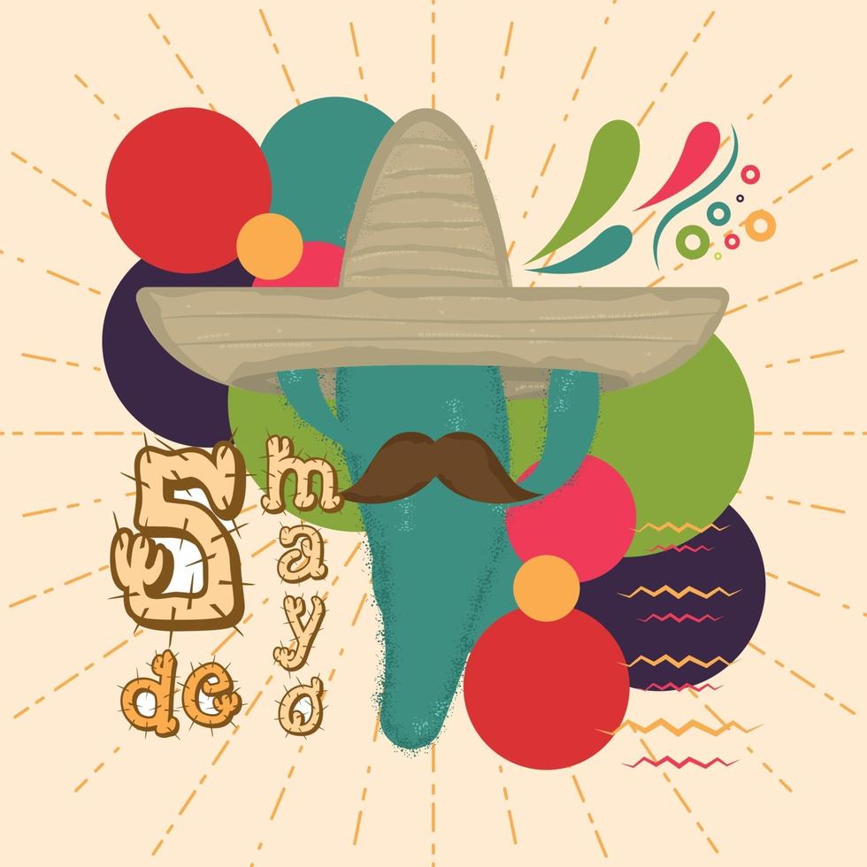 Mexicaanse cactus cartoon op een cinco de mayo poster vector