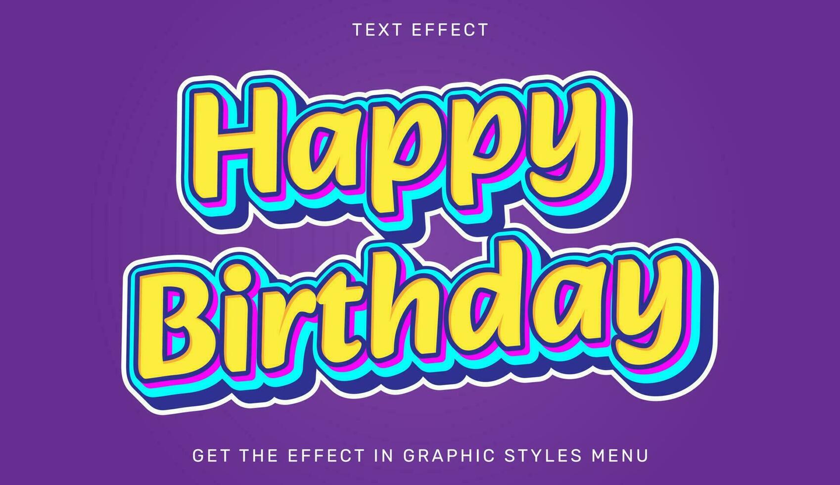 gelukkig verjaardag tekst effect sjabloon in 3d stijl vector