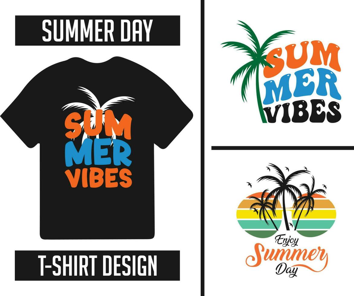 zomer t-shirt bundel ontwerp klaar voor afdrukken vector