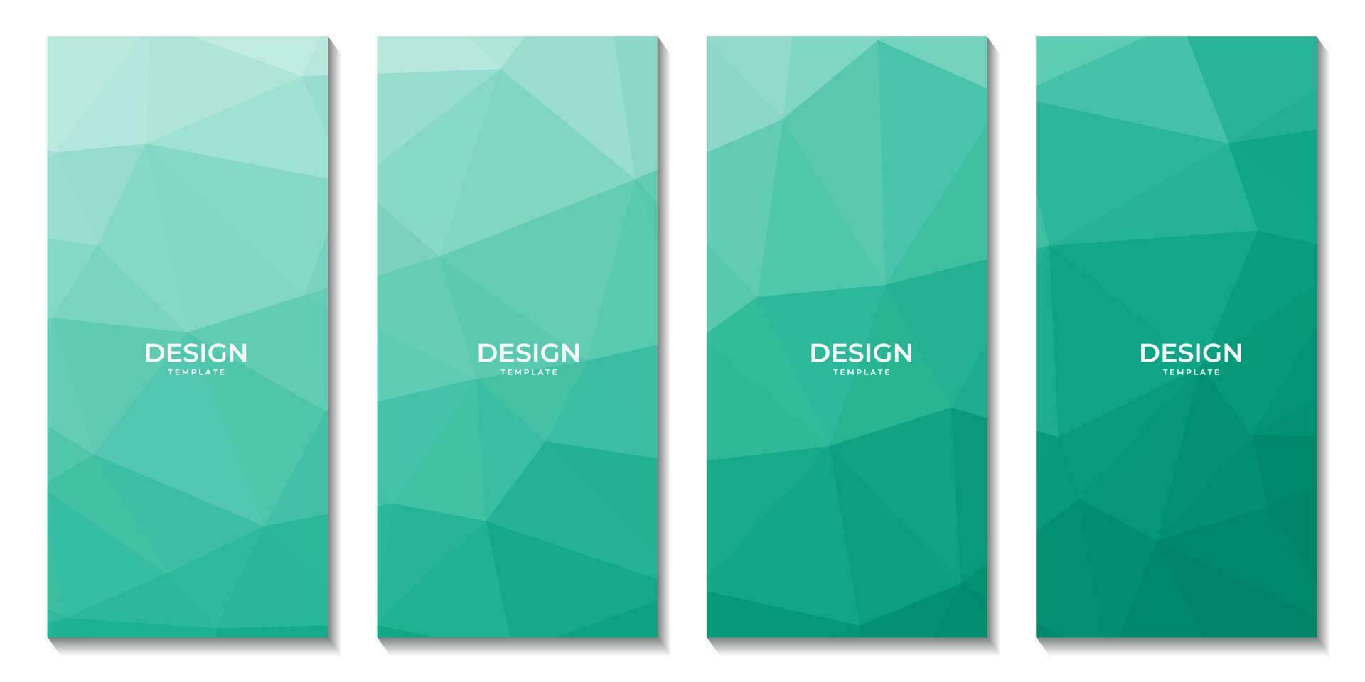 reeks van brochures met abstract driehoeken groen achtergrond. vector illustratie.