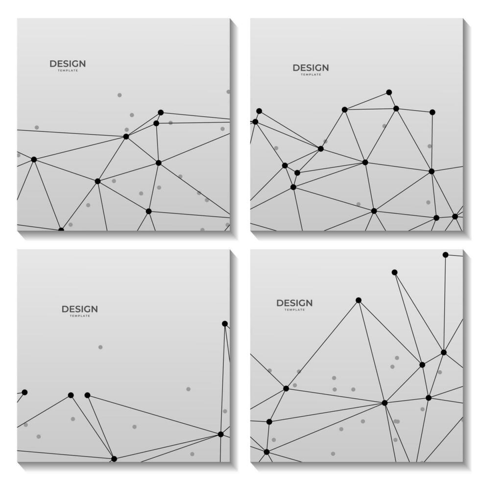 reeks van pleinen sjabloon met abstract achtergrond met verbonden dots vector