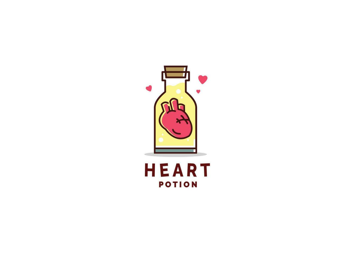 hart logo icoon vector illustratie in genezing fles