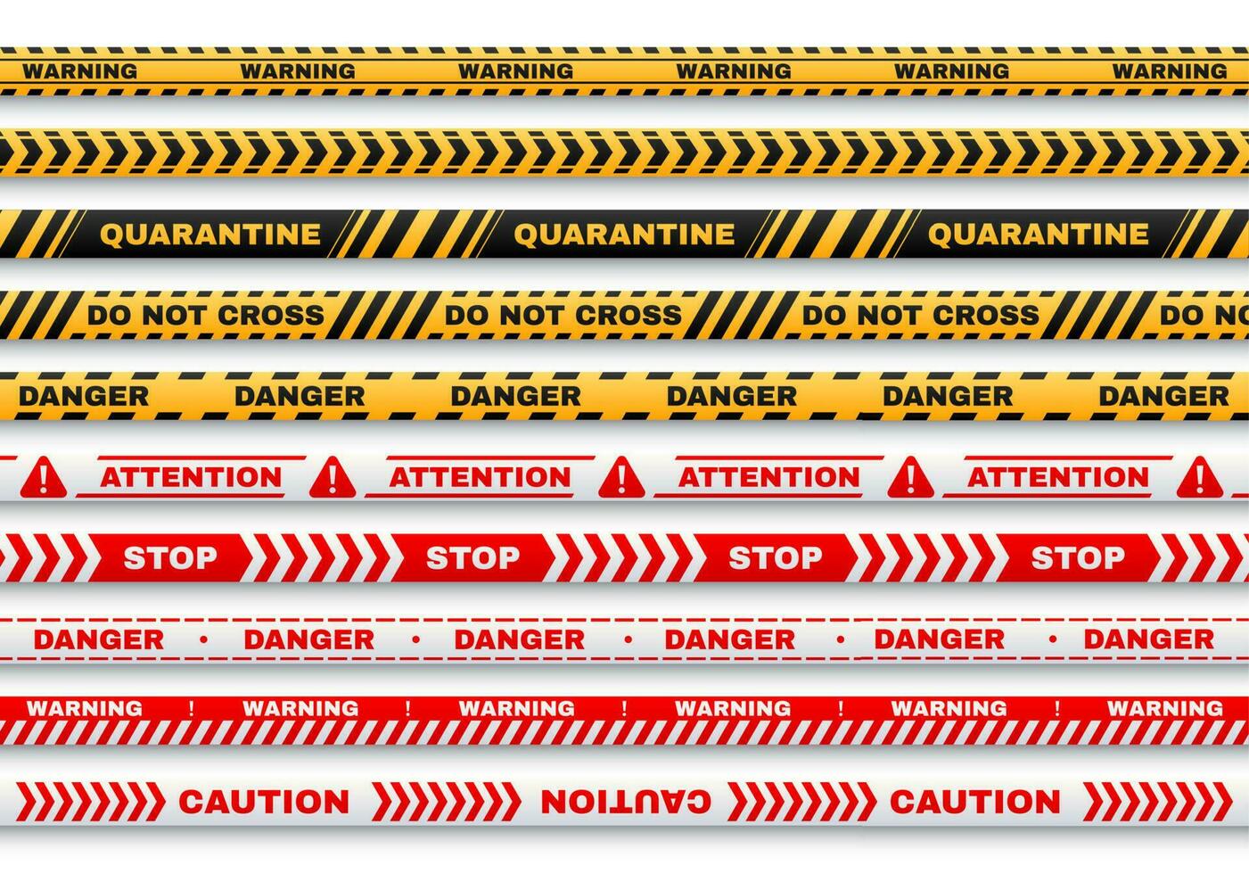 veiligheid waarschuwing vector banden met typografie reeks