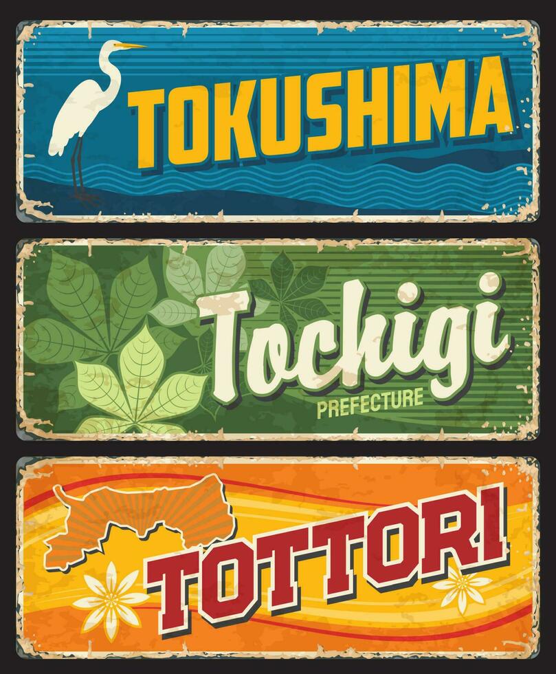 tochgi, tottori, tokushima Japan prefectuur bord vector