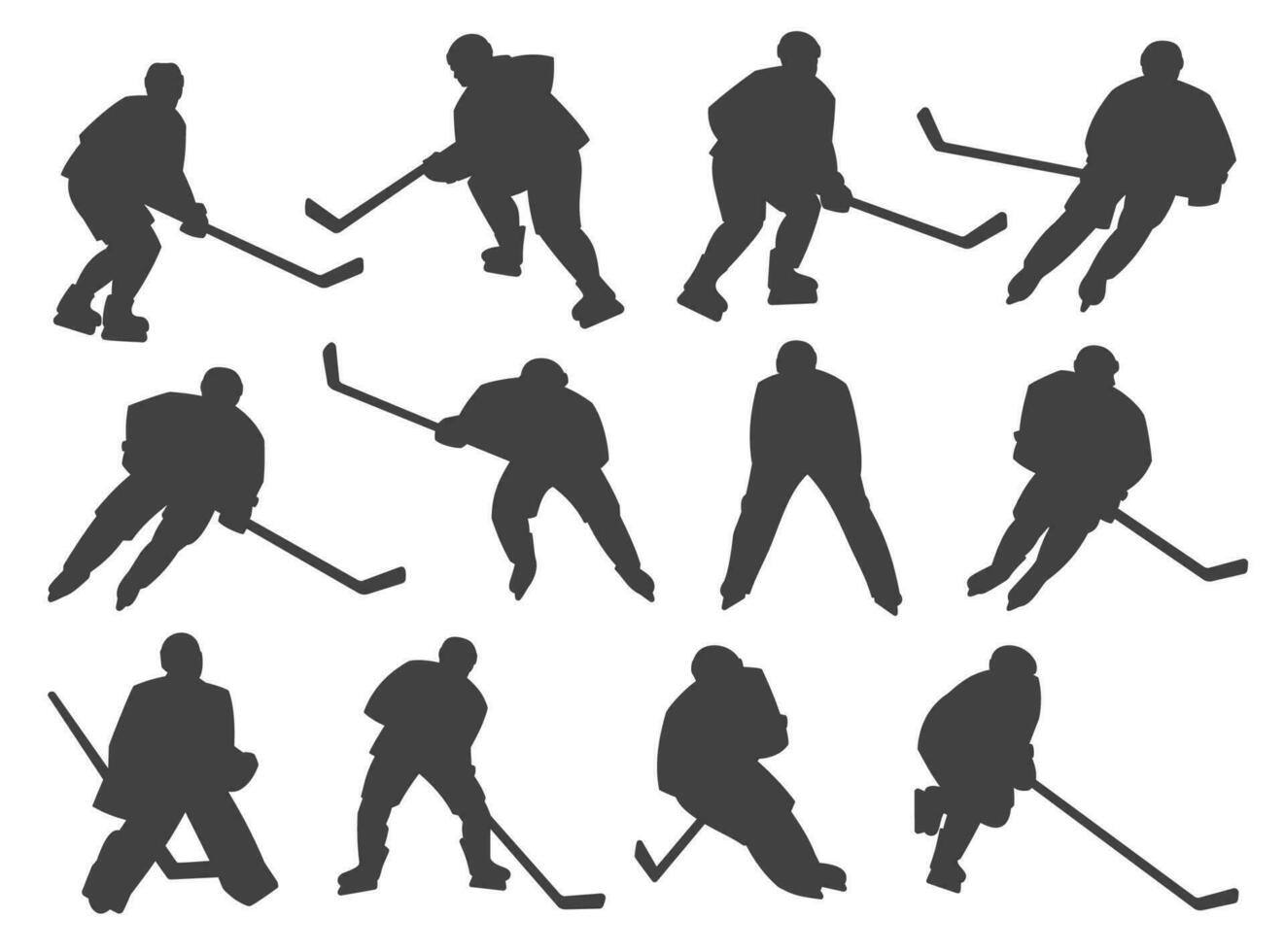 ijs hockey spelers en keeper vector silhouetten