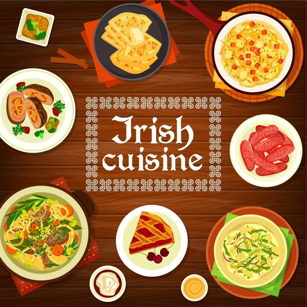 Iers keuken vector poster, voedsel van Ierland.
