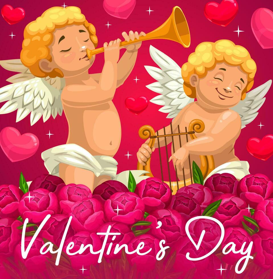 valentijnsdag dag liefde vakantie cupido's en harten vector
