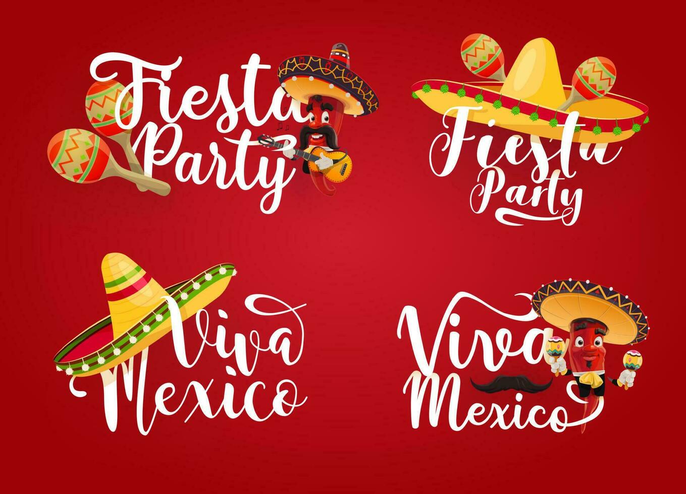 viva Mexico, Mexicaans feest partij icoon met chili vector