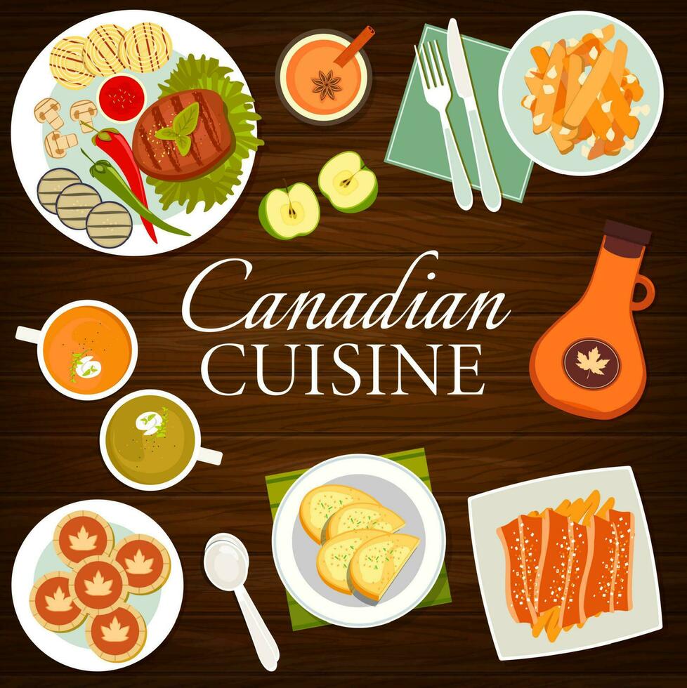 Canadees keuken gerechten en maaltijden menu Hoes vector