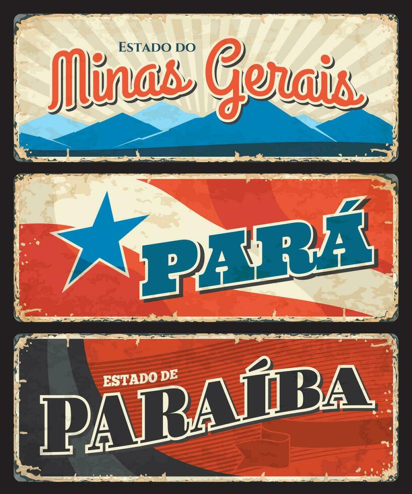 para, paraiba, minas gerais staten grunge borden vector