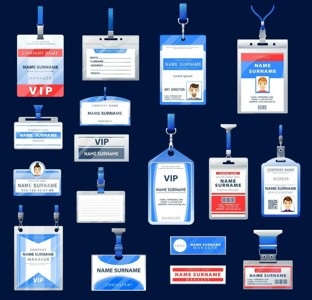 identificatie ID kaart badges en kaarten, vector