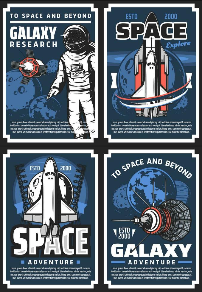 buitenste ruimte avontuur, heelal Onderzoek posters vector