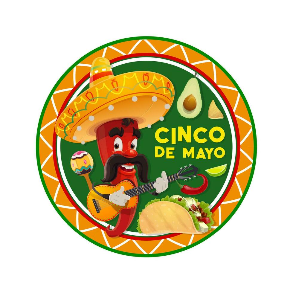 cinco de mayo vector icoon. mariachi Chili peper