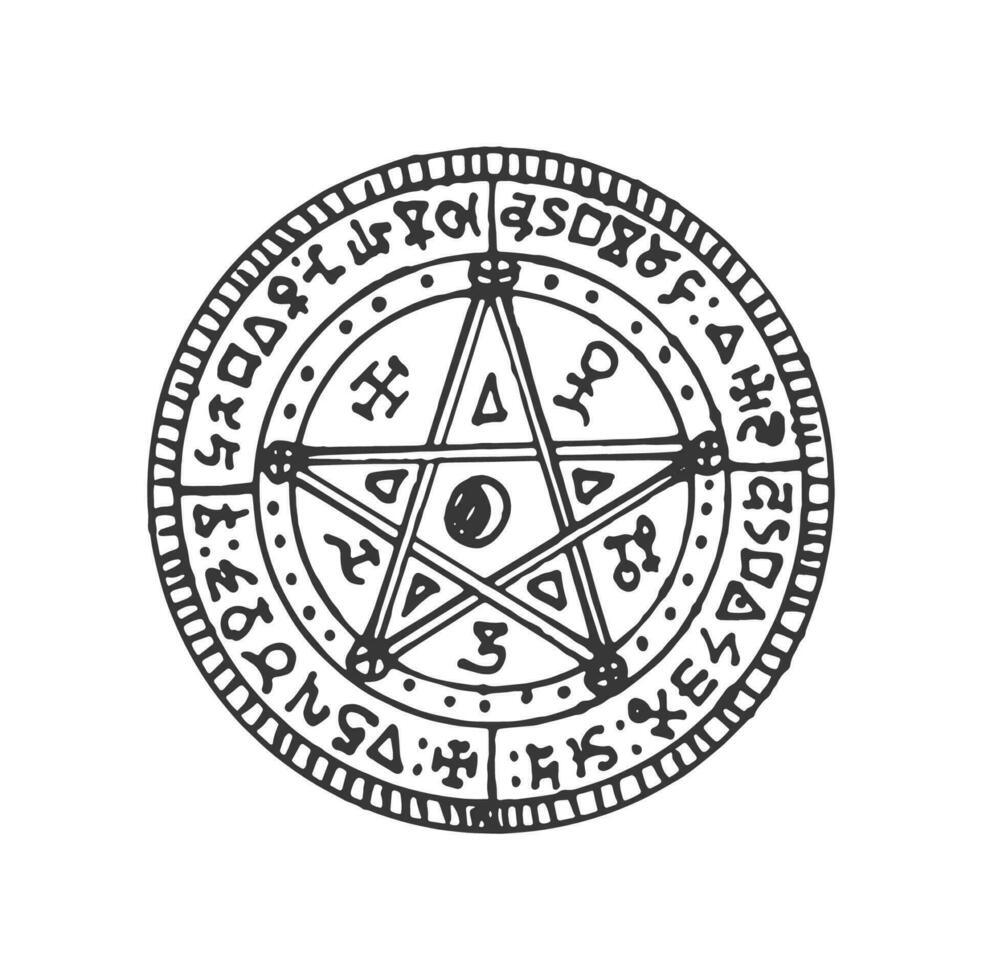 esoterisch amulet, tarot magie cirkel metselaar talisman vector
