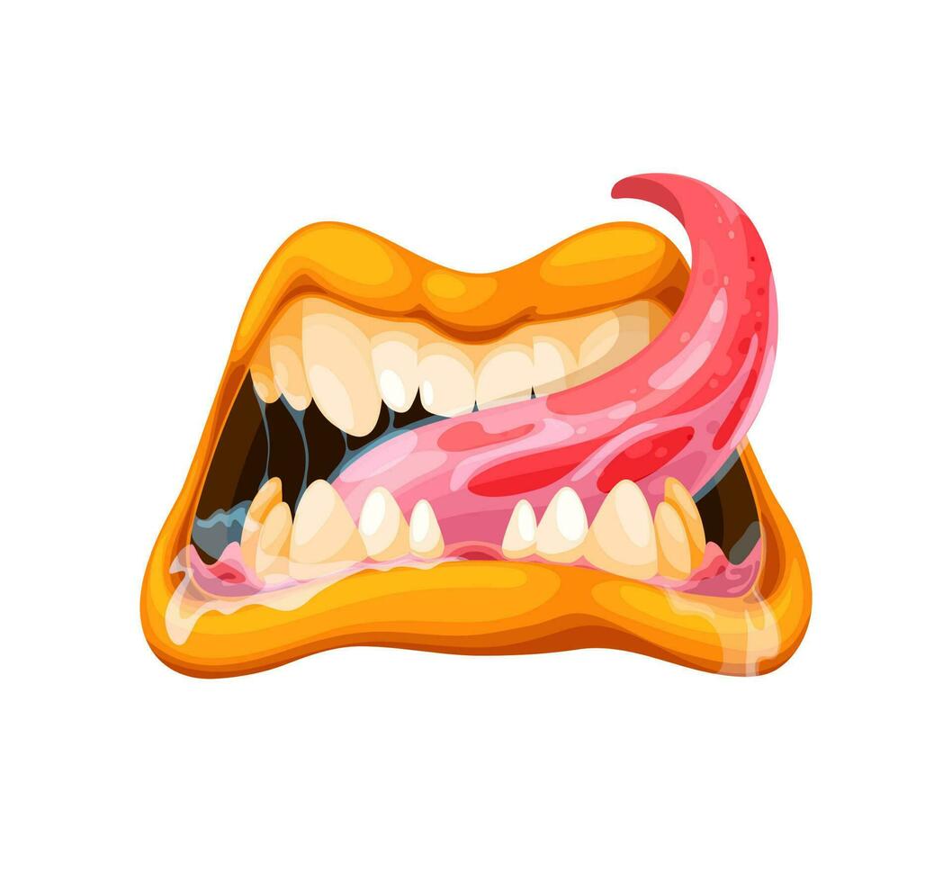 tekenfilm monster kaken, mond met tanden en tong vector