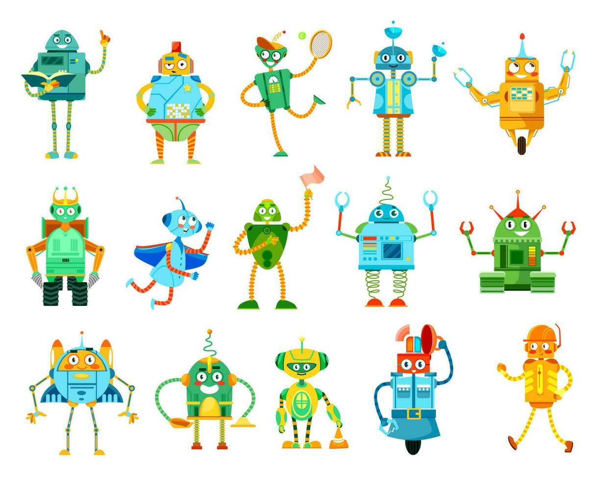 tekenfilm robots en droids grappig vector tekens