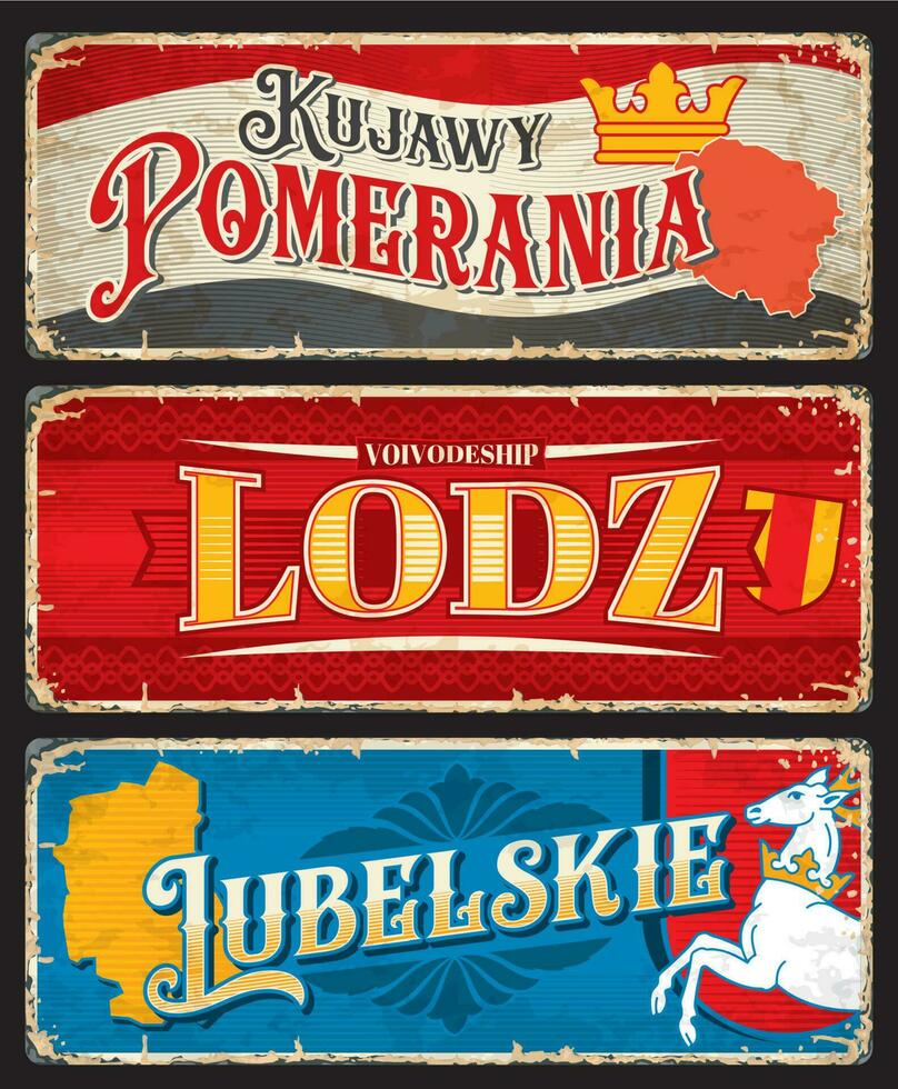 lodz, lubelskie, kujawy Pommeren Pools borden vector