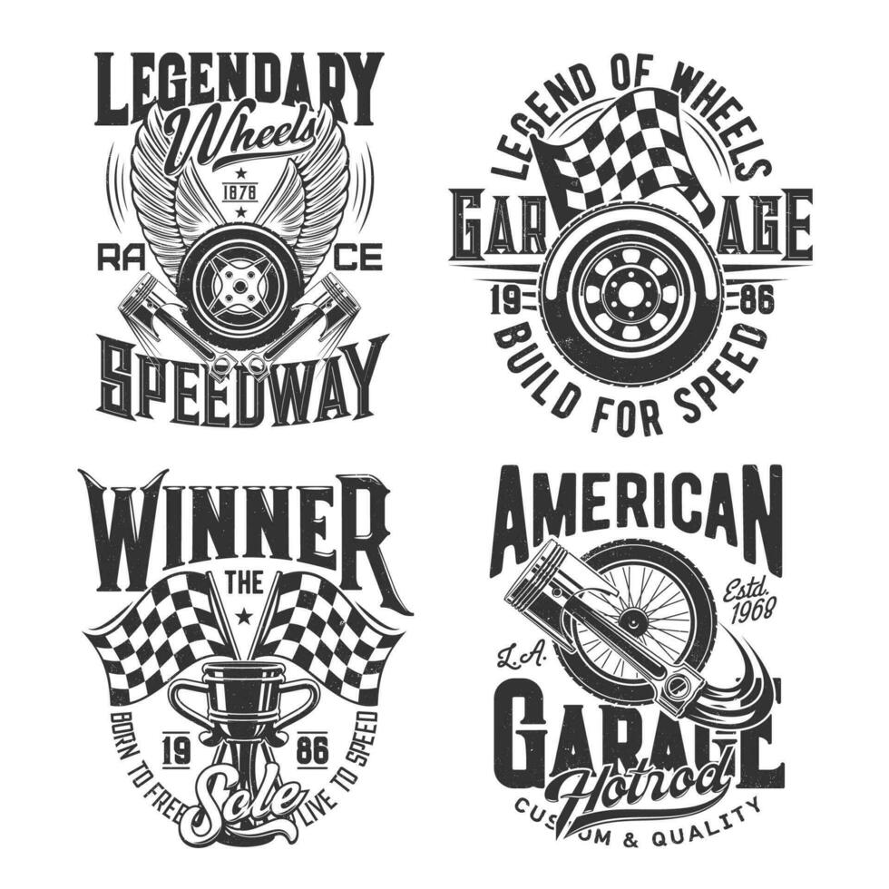 racing sport, motorcross speedway t-shirt prints vector