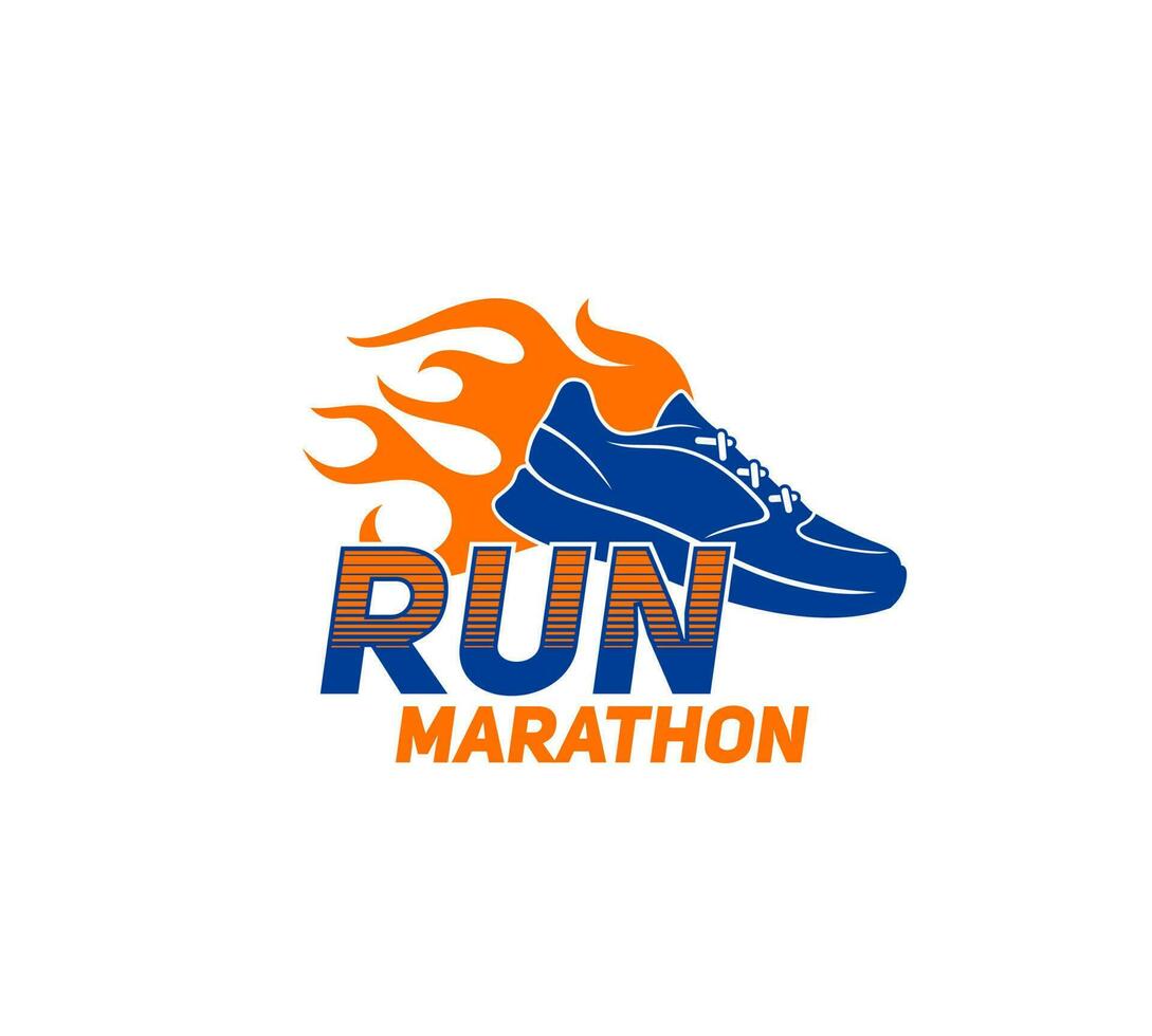 marathon rennen sport icoon, hardlopers club sneaker brand vector