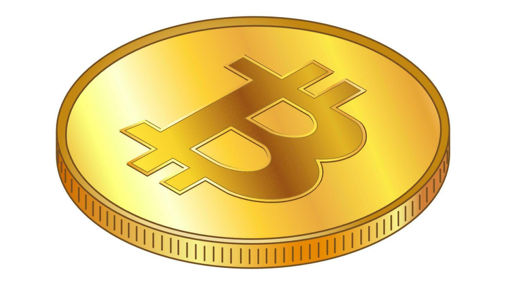 goud munt bitcoin btc in isometrische top visie geïsoleerd Aan wit. vector ontwerp element.