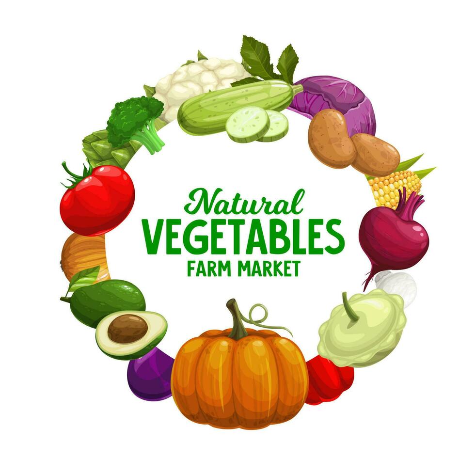 groenten banier, boerderij markt voedsel groenten kader vector