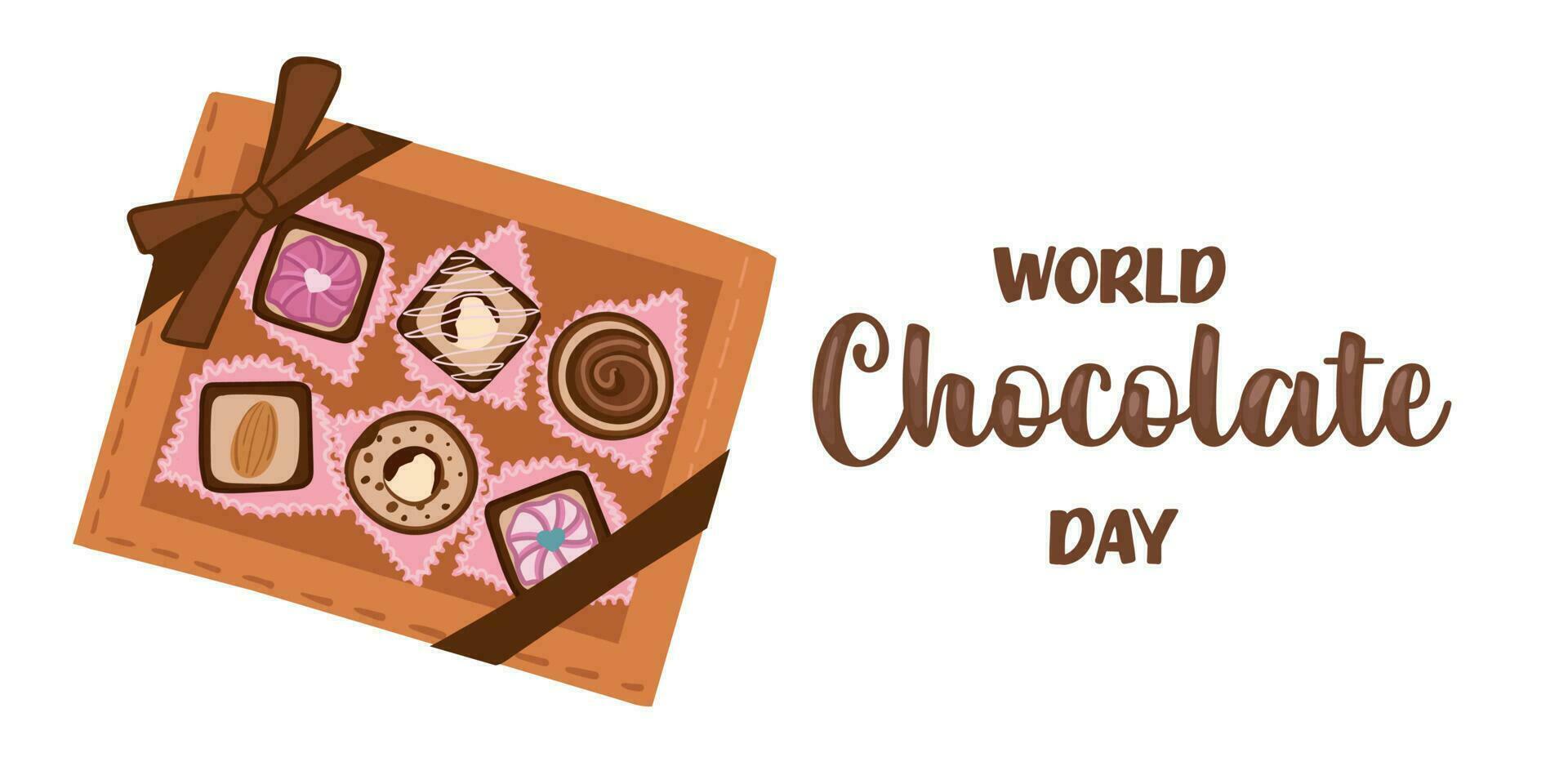 belettering wereld chocola dag. idee voor poster, ansichtkaart. vector. vector