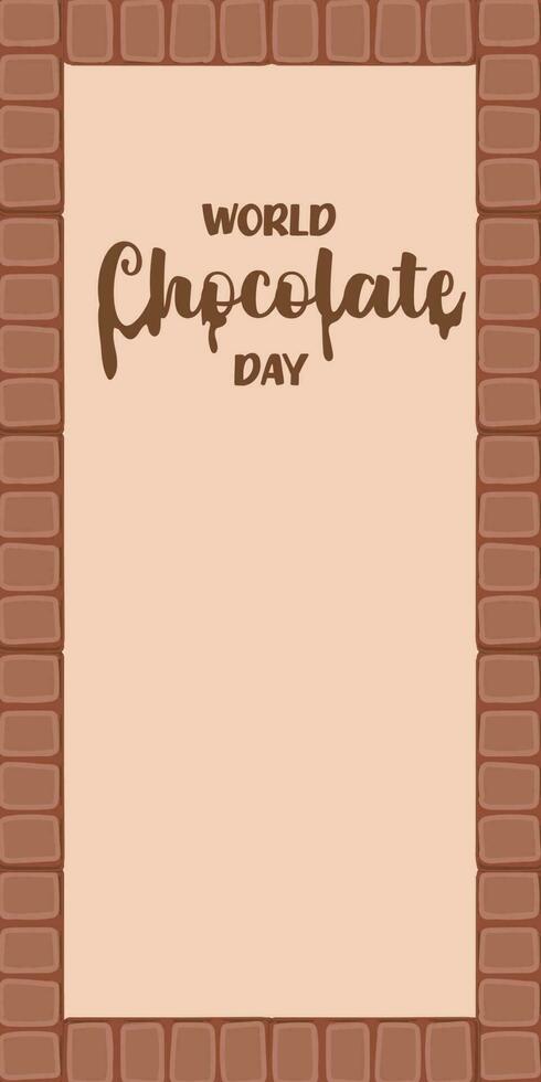 belettering wereld chocola dag. idee voor poster, ansichtkaart. vector. verticaal banners en behang voor sociaal media verhalen. vector