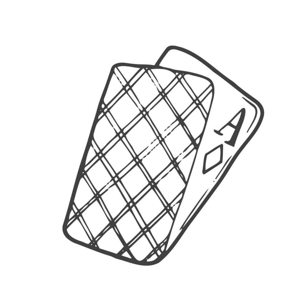 vector hand- getrokken tekening aas spelen kaarten diamanten