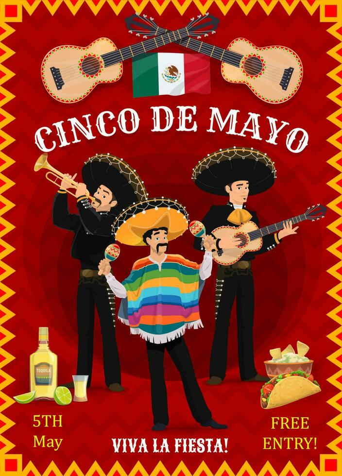 cinco de mayo festival vector folder met muzikanten