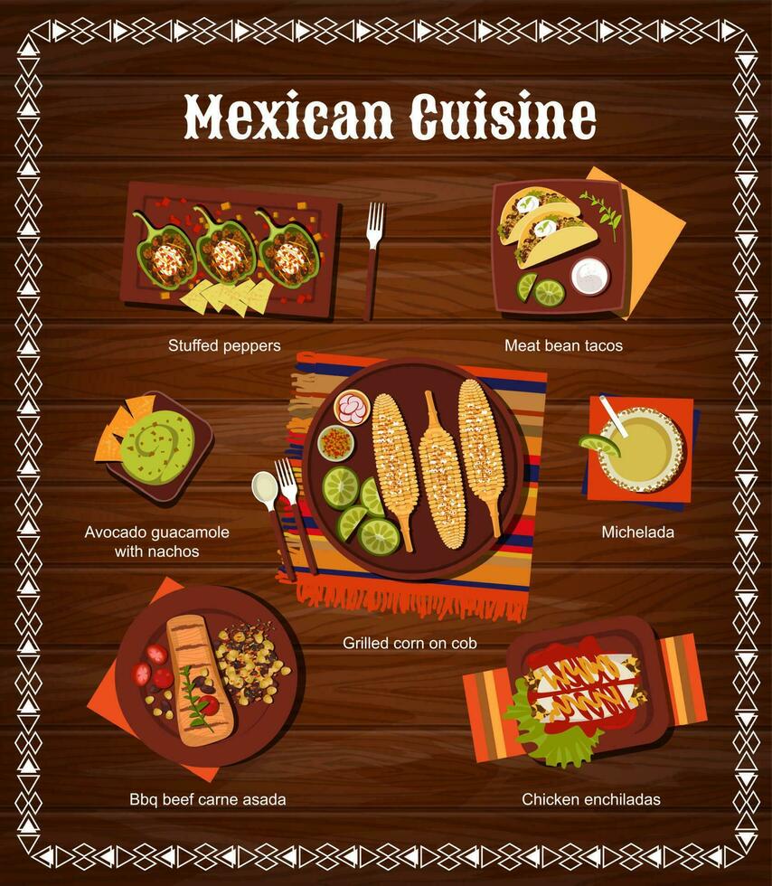 Mexicaans keuken restaurant maaltijden menu vector