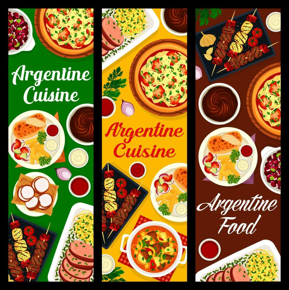 Argentijns voedsel restaurant maaltijd vector banners