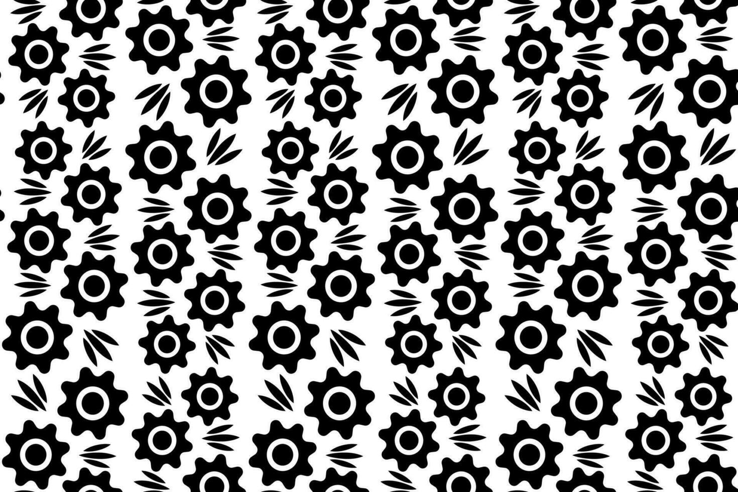 abstract bloemen naadloos patroon. zwart en wit gestileerd, decoratief ontwerp. eindeloos herhalen monochroom patroon met vlak bloemen ontwerp elementen. vector