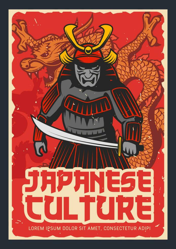 Japans cultuur en geschiedenis grungy vector poster