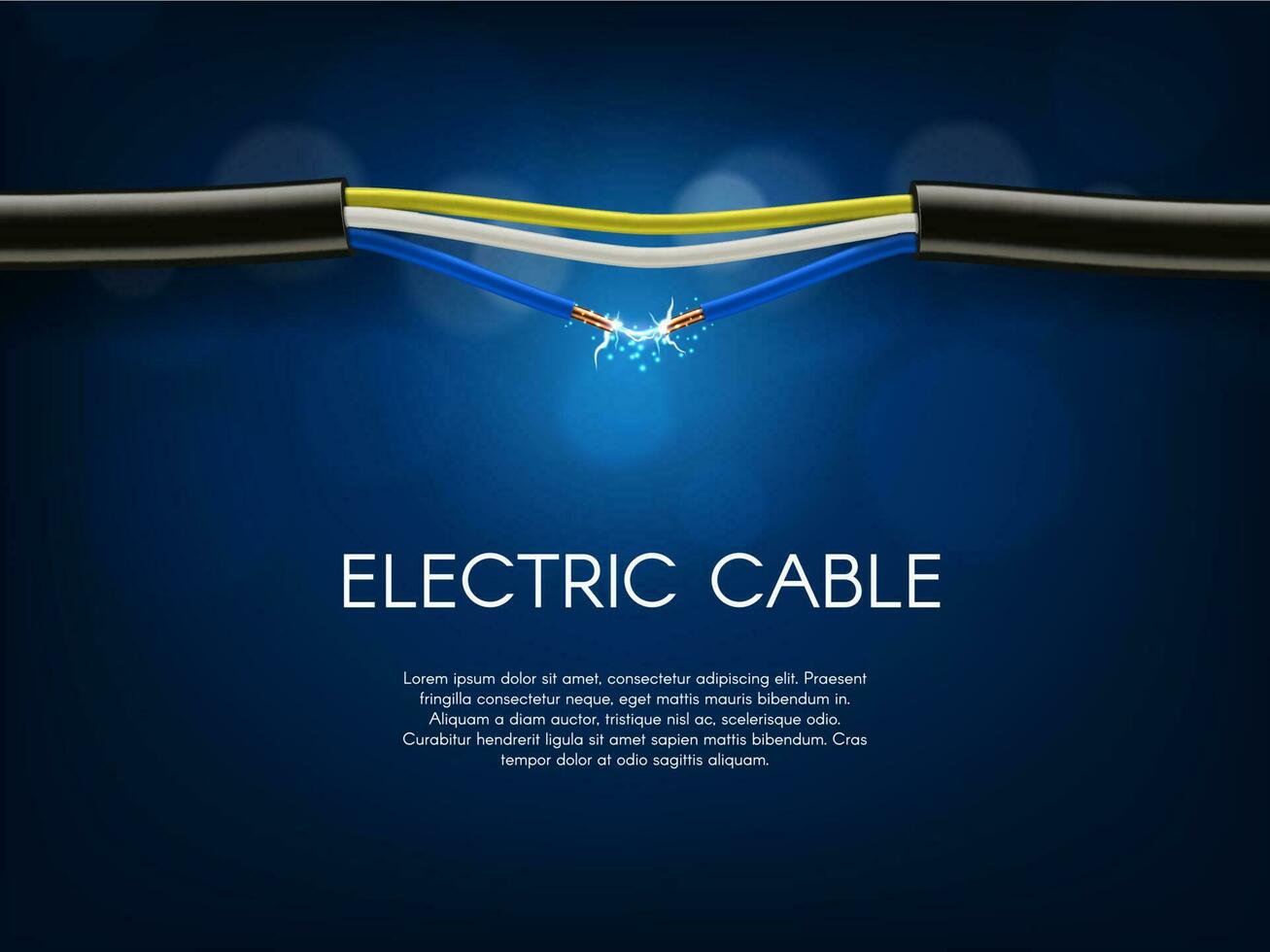 kort stroomkring in elektrisch kabel vector banier
